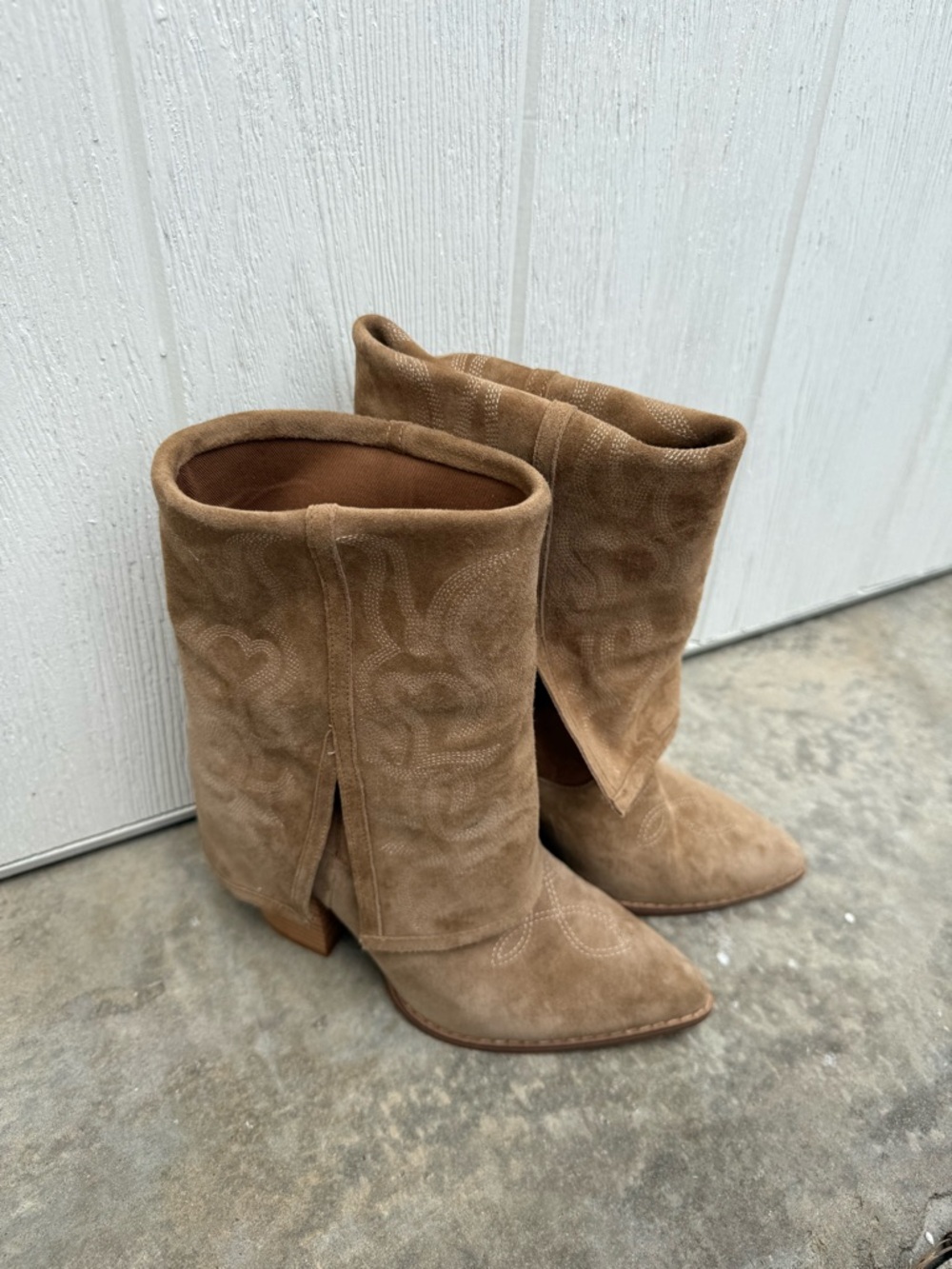 Steve Madden Tan Suede Mid-Calf Western Boots